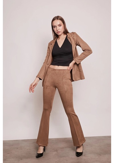 Süet Kumaş Cep Detaylı Düğmeli Şık Blazer Ceket-camel CAMEL