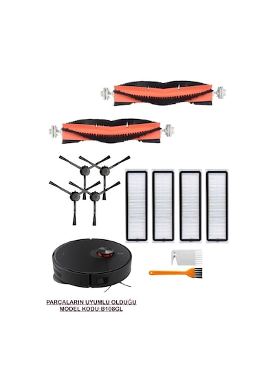 Xiaomi Robot Vacuum S20+ Plus Siyah Robot Süpürge M.kod:b108gl Uyumlu Fırça,filtre Seti-12parça
