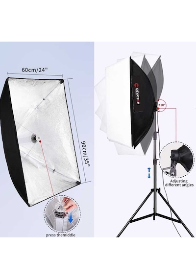 Deyatech Softbox 60 x 90 CM 120W 3000-5500K Led Video Ve Fotoğraf Çekim Işığı