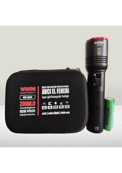 Ws-6200 40w 4000 Lümen Profesyonel Avcı El Feneri Siyah