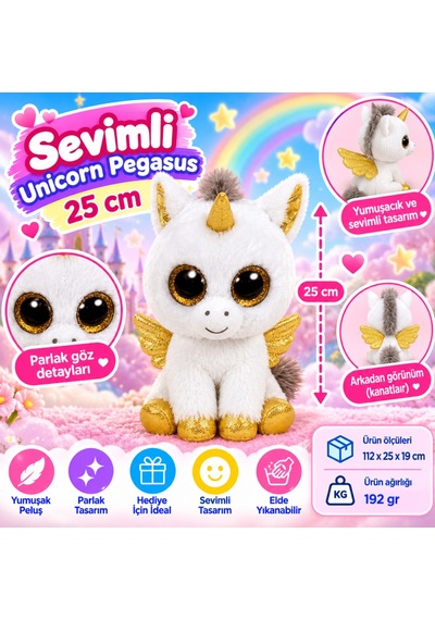 Ty Beanie Boos Peluş Beyaz Unicorn Pegasus 25 Cm Nhr