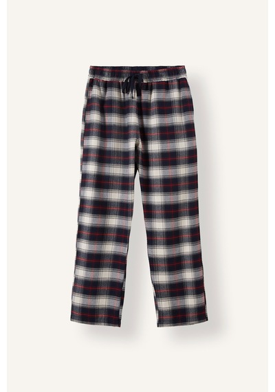 Defacto Regular Fit Ekose Desenli Beli Bağcıklı Uzun Boy Flanel Pijama Altı H7620ax26aunv135 Lacivert-nv135