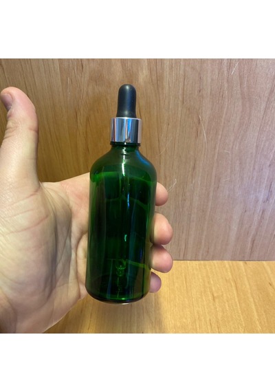 100ml Yeşil Cam Damlalıklı Şişe , Gümüş Metal Kapak , 100 Cc Yeşi