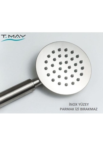 T-may Sardes Mat İnox Oval Borulu Hareketli Sürgülü Duş Seti Üst Takımı Krom