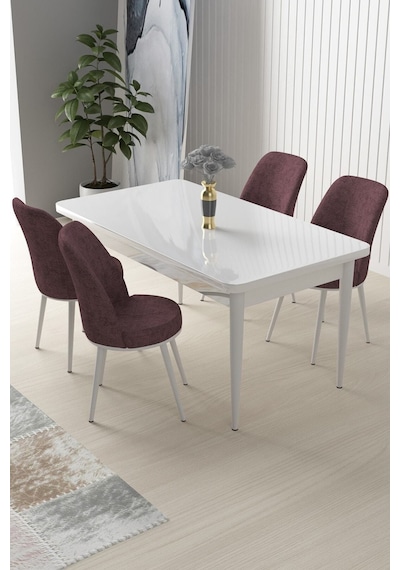 Canisa Concept Nil Serisi 70x110 Sabit Mutfak Masası Takımı Beyaz Masa 4 Gül Kurusu Sandalye Gülkurusu Canisa Concept Nil Serisi 70x110 Sabit Mutfak Masası Takımı Beyaz Masa 4 Gül Kurusu Sandalye Gülkurusu