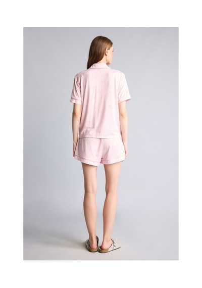 Defacto Regular Fıt Kısa Kollu Üst Kısa Paça Şort Softshell Pijama Takımı H4198ax26aupn38 Pembe-pn38