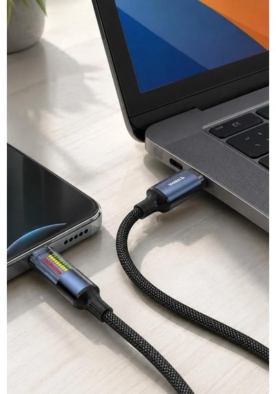 Fonksiyonel Eşya Akıllı Aksesuar Günlük Kullanım U21 Şarj Kablosu Type-c To Type-c 60w Siyah