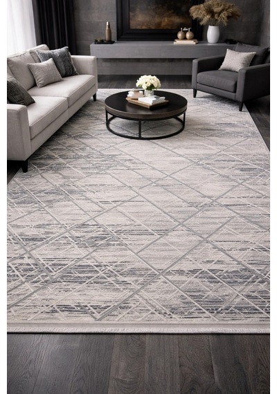 Hoom Rugs Marsilya Dv306 Grey Navy Modern Salon Halısı Gri Mavi