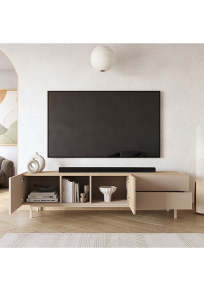 Robin Home Luka Tv Ünitesi Sehpası 2 Kapaklı 2 Geniş Çekmeceli Ahşap Ayaklı 180cm Kumsal-sepet Bej Robin Home Luka Tv Ünitesi Sehpası 2 Kapaklı 2 Geniş Çekmeceli Ahşap Ayaklı 180cm Kumsal-sepet Bej