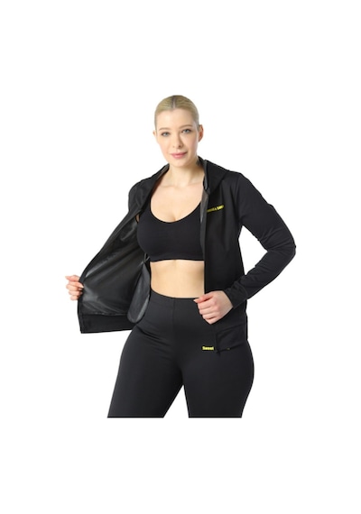 Fitformgiyim Sauna Termal Takım Fermuarlı Body Tayt Takım Siyah