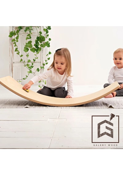 Galerywood Denge Tahtası, Balance Board, Doğal Ahşap Çocuk Oyuncak, Spor Ekipmanı, Eğitici Oyuncak Ahşap