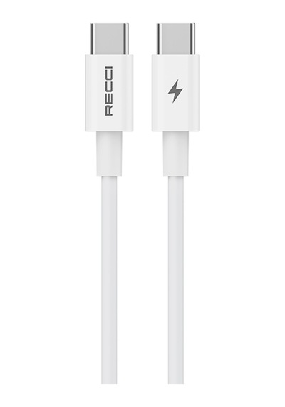 Recci Rc108e Gan Teknolojili Hızlı Şarj Başlığı Type-c To Type-c Pd 45w Kablolu Şarj Seti Beyaz