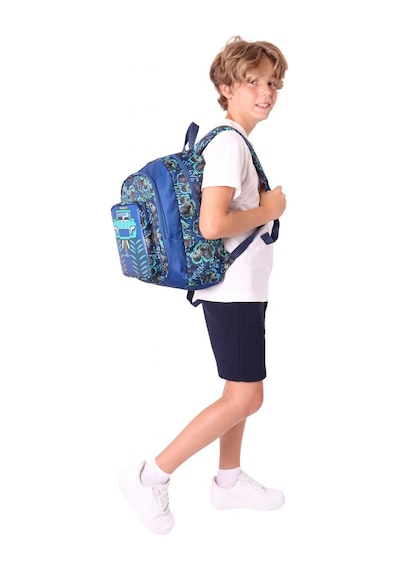Kaukko Kids Üç Gözlü Erkek Çocuk Okul Sırt Çantası Kamyon Detaylı - L5261 Lacivert - Yeşil
