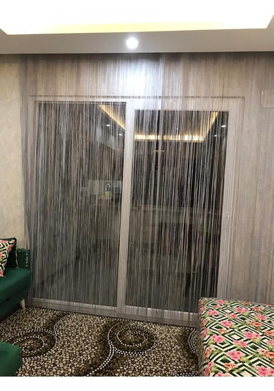 İp Model Gri Renk İp Perde 300 270 Cm - 2 Mm Şerit Gri