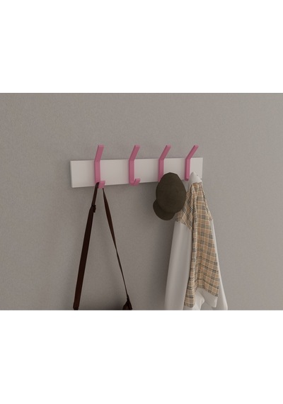 Hepsi3boyutlu Modern Duvar & Kapı Kanca Askılık - 4 Adet Pembe Kanca Askılık - Model No : 1 Pembe