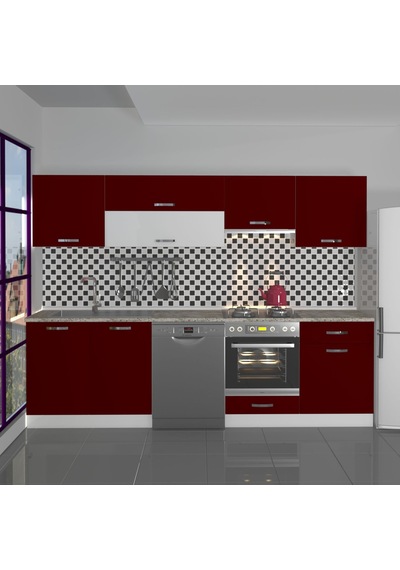 Decoraktiv Elite 280y Ank Mdf Hazır Mutfak Dolabı - Tezgah Dahil - Bordo