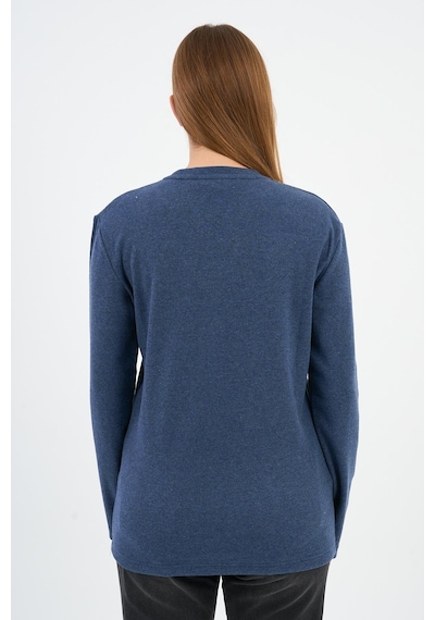 Alexander Gardi Bisiklet Yaka Likralı Uzun Kollu Kaşkorse Sweatshirt Wk25588 Melanj