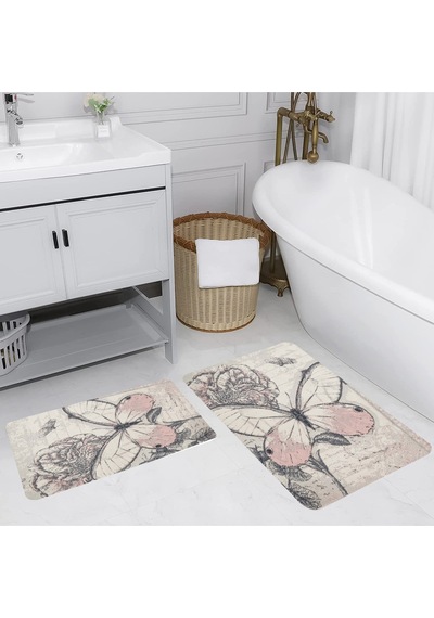 Rovigo Home Baskılı Kaymaz Taban 2 Li Banyo Paspas Takım Rvg5206-100X60-60X50 Çok Renkli