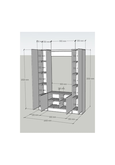 Karnaval Portmanto P9102-1 Beyaz - 4 Kapaklı Askılık Portmanto - Vestiyer - Ayakkabılık