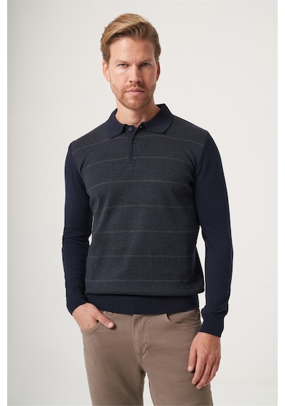 İmza Lacivert-füme Polo Yaka Uzun Kol Örme Comfort Fit Pamuklu Triko Kazak 1012265156 Lacivert - Füme İmza Lacivert-füme Polo Yaka Uzun Kol Örme Comfort Fit Pamuklu Triko Kazak 1012265156 Lacivert - Füme