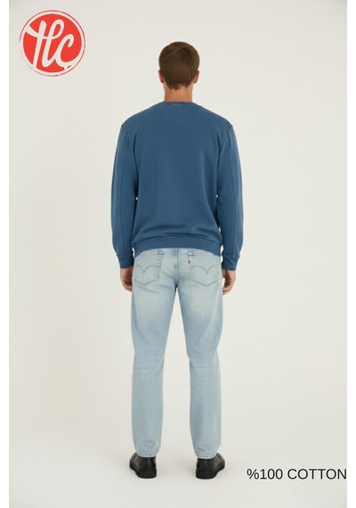 Kly Unisex Relax Fit Rahat Kesim %100 Pamuklu Yumuşak Dokulu Şardonsuz Bisiklet Yaka Sweatshirt İndigo Kly Unisex Relax Fit Rahat Kesim %100 Pamuklu Yumuşak Dokulu Şardonsuz Bisiklet Yaka Sweatshirt İndigo
