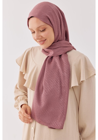 Mirsoy Scarf Halka Desen Parlak Jakar Şal - Leylak Leylak