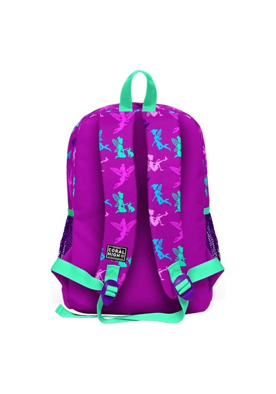 Coral High Kids Koyu Pembe Su Yeşili Peri Desenli Dört Bölmeli Okul Sırt Çantası 23109