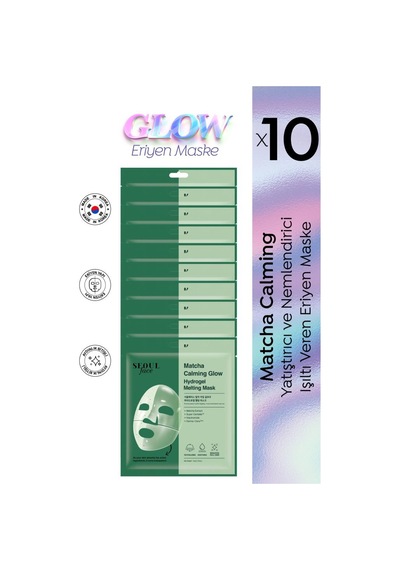 Dermal Seoul Face Matcha Yatıştırıcı Işıltı Veren Eriyen Glow Hidrojel Kore Maskesi 34 Gr 10 Adet