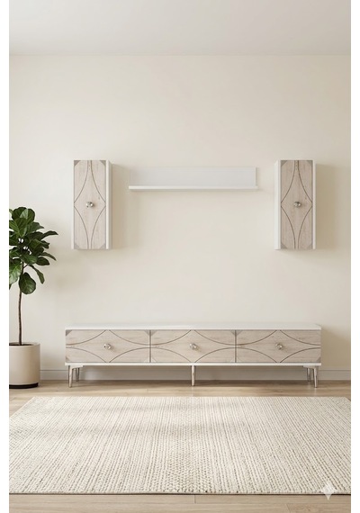 Tvr1897bts Alfa Tv Ünitesi Takımı Beyaz-traverten-silver 180cm