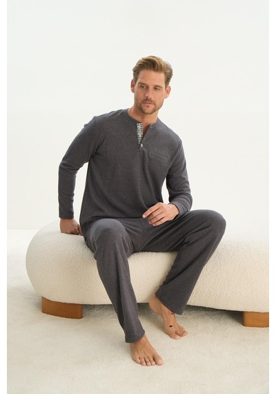 Sevim Erkek Uzun Kol Antrasit Pijama Takım C2t4n5o9 001
