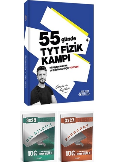 Parlayan Proje + Anla Kazan 2026 Tyt 55 Günde Fizik Kamp Ve Paragraf Dil Bilgisi Deneme 3 Lü Set