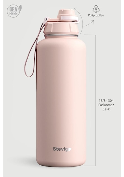 Stevig 1 Hand Leak-proof Sızdırmaz Çelik Termos 1500 Ml Icy Pink St-255 Pembe
