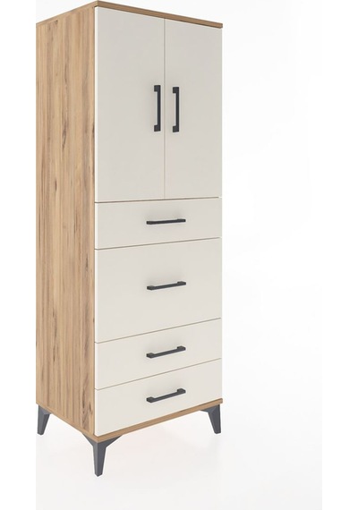Hyperion Dolap 3 Raflı 4 Çekmeceli 2 Kapaklı 60x44x163 Çam-ay... Çam