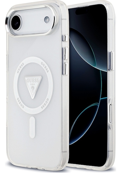 Apple Uyumlu iPhone 17 Air Kılıf Guess Lisanslı M-safeli Iml Baskılı Üçgen Logolu Metal Kamera Çerçeveli Şeffaf Şeffaf