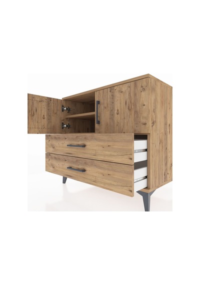 Kronos Şifonyer 2 Raflı 2 Çekmeceli 2 Kapaklı 88x59x80 Çam-çam Çam