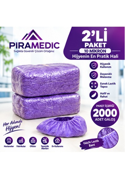 Piramedic Galoş 10 Micron 2000 Adet Mor Galoş