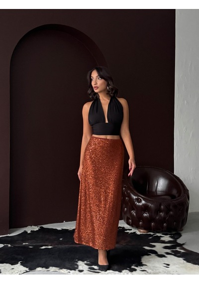 Verymoda Pullu Etek F1977 Kahve