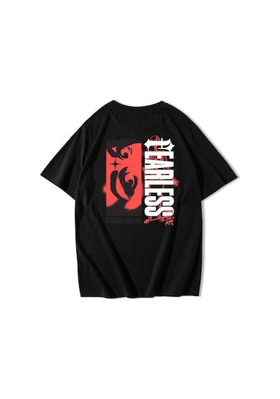 Brz Collection Oversize Unisex Fearless T-shirt Siyah