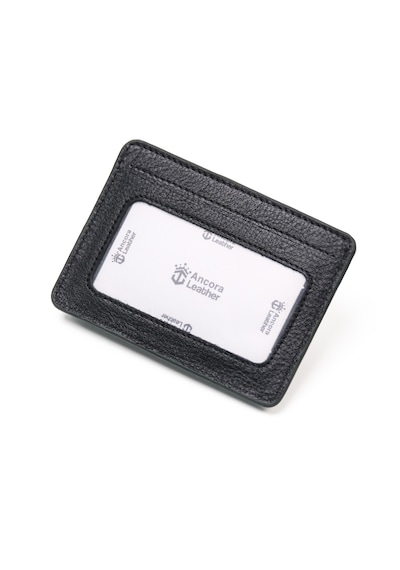 Ancora Leather Hakiki Deri-minimal Tasarım Kartlık-26205-kişiye Özel İsim Baskılı Siyah - Yeşil