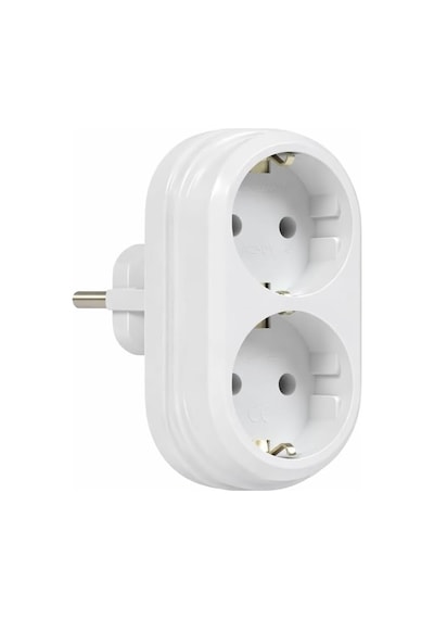 Tr 2'li Golyat Fiş, İkili Topraklı Duvar Tipi Priz Çoklayıcı Fiş, 16a 250 Volt, Max 3600 Watt Beyaz 0