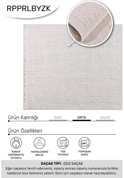 Parla-beyaz- Özel Ölçü- Oturma Odası, Koridor, Yatak Odası Halısı- Robot Süpürgeye Uyumlu-kolay Temizlenebilir