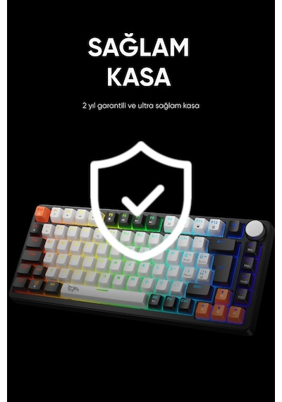 Strike Compact Türkçe Q Mekanik Klavye Kablolu Aydınlatmalı Hot Swap Oyuncu Klavyesi Beyaz