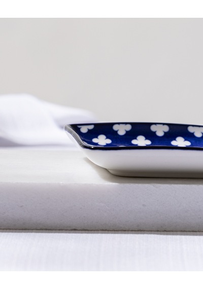 Reve Bleu Raye Kare Tabak - 12 Cm - Mavi/beyaz 8684427225615 Çok Renkli