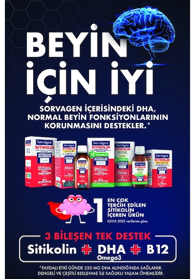 Sorvagen Smart Sitikolin DHA Omega 3 ve B12 Takviye Edici Gıda 30 Kapsül