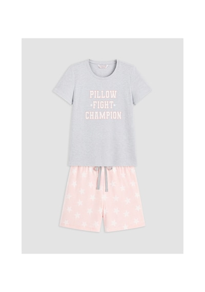 Lcw Dream Pembe Baskılı Kadın Şortlu Pijama Takımı