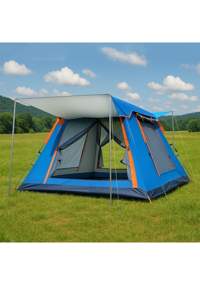 Auhma Ac6637 Otomatik Kamp Çadırı 6 Kişilik Mavi 1000mm Su Geçirmez, Oxford Kumaş, Güneş Barınaklı