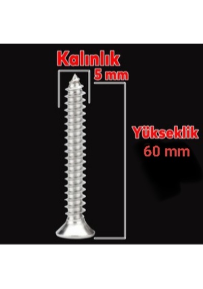 5 X 60 Mm 1 Kutu 200 Adet Sunta Ağaç Vidası