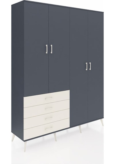 Hyperion Gardrop 6 Raflı 4 Çekmeceli Tek Askılı 176x44x221 Antrasit-antrasit/aytaşı Beyaz Hyperion Gardrop 6 Raflı 4 Çekmeceli Tek Askılı 176x44x221 Antrasit-antrasit/aytaşı Beyaz