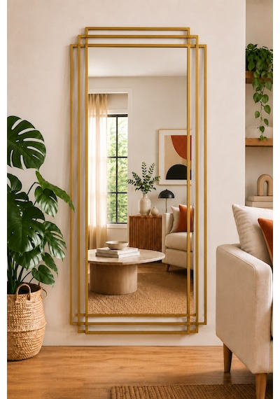 Effe Gold Metal 3 Çerçeveli 180x80 Cm Dekor Ayna