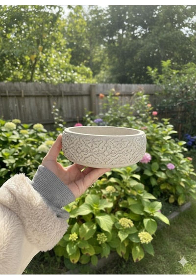 Antik Desenli Dekoratif Beton Saksı